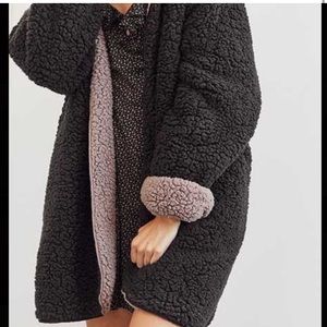 silence + noise reversible jacket teddy coat